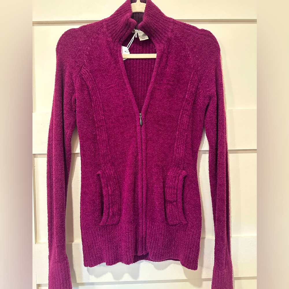 Women’s Exoficcio small chenille active sweater jacket full zip Magenta